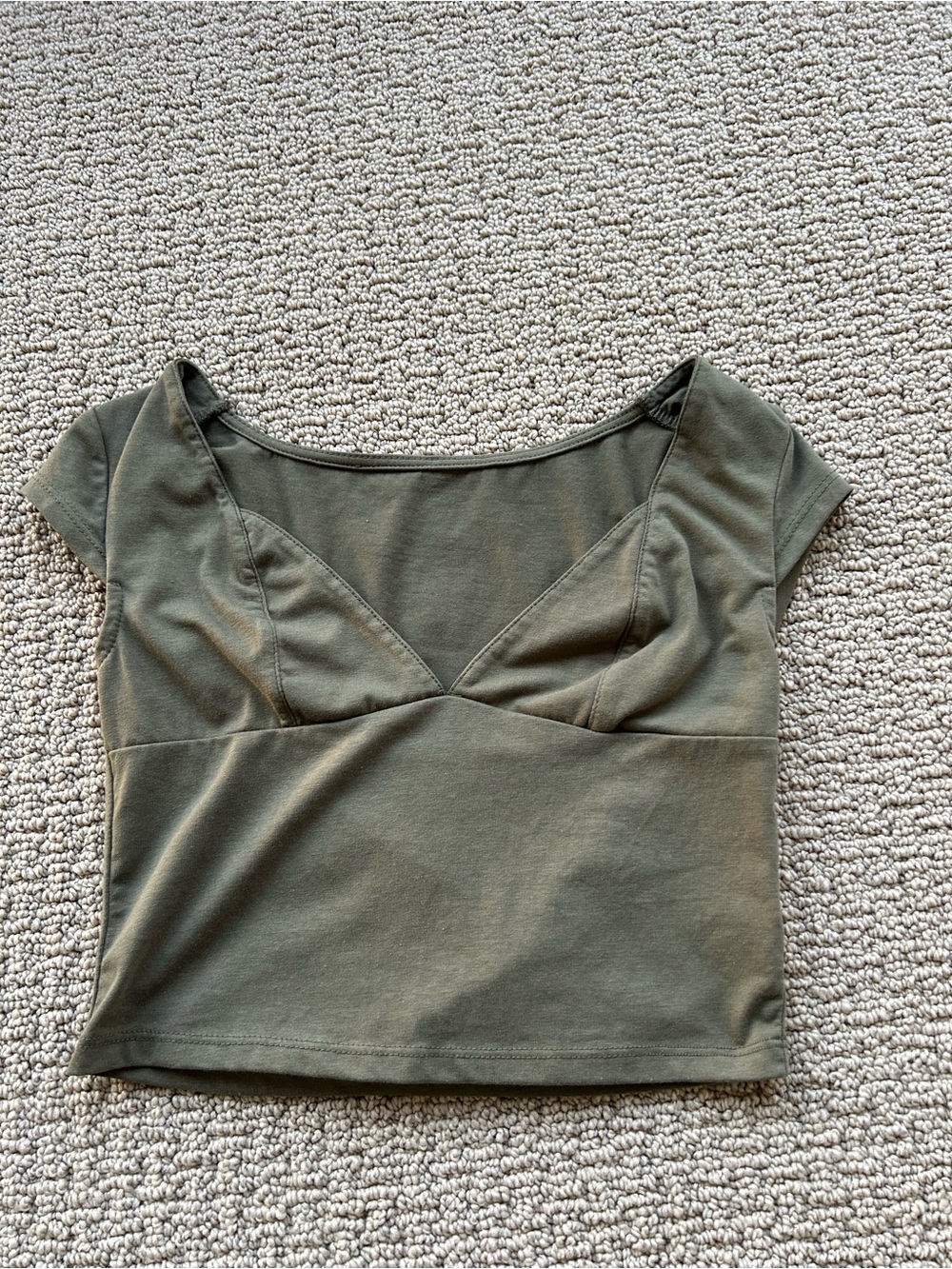 Women’s Olive Green Scoop Neck Cap Sleeve Top